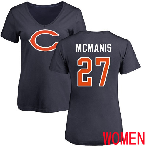 Chicago Bears Navy Blue Women Sherrick McManis Name and Number Logo NFL Football #27 T Shirt